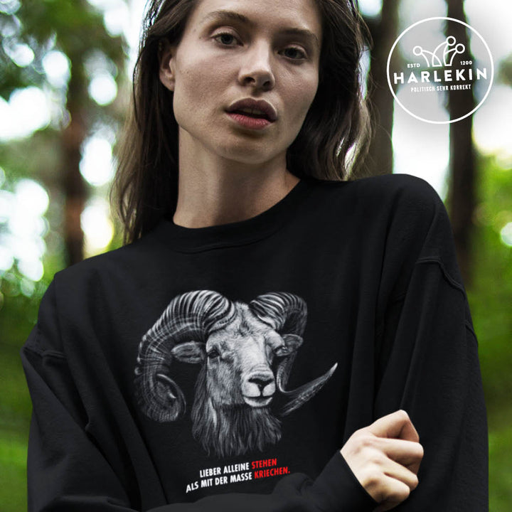 QUERLEUGNER ORGANIC SWEATER MÄDELS • LIEBER ALLEINE STEHEN ALS MIT DER MASSE KRIECHEN-HARLEKINSHOP
