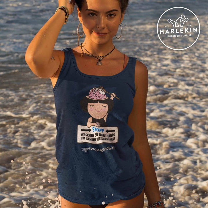 QUERLEUGNER ORGANIC TANK TOP MÄDELS • IHR GEHIRN WASCHEN WIR-HARLEKINSHOP
