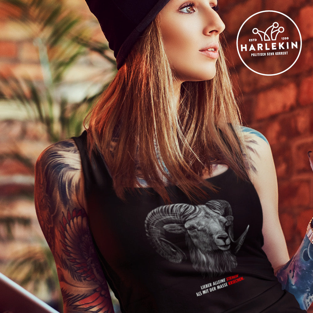 QUERLEUGNER ORGANIC TANK TOP MÄDELS • LIEBER ALLEINE STEHEN ALS MIT DER MASSE KRIECHEN-HARLEKINSHOP
