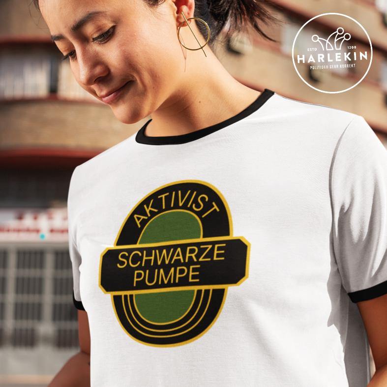 RETRO RINGER ORGANIC SHIRT MÄDELS • AKTIVIST SCHWARZE PUMPE-HARLEKINSHOP