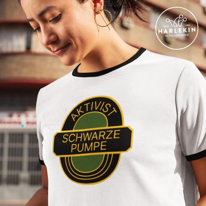 RETRO RINGER ORGANIC SHIRT MÄDELS • AKTIVIST SCHWARZE PUMPE-HARLEKINSHOP