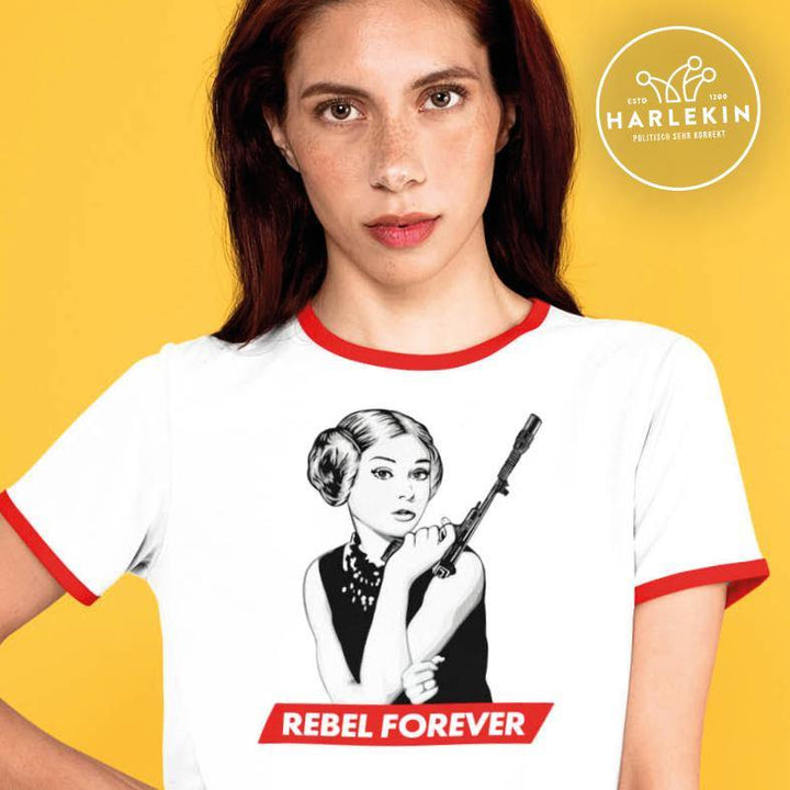 RETRO RINGER ORGANIC SHIRT MÄDELS • AUDREY / REBEL FOREVER-HARLEKINSHOP