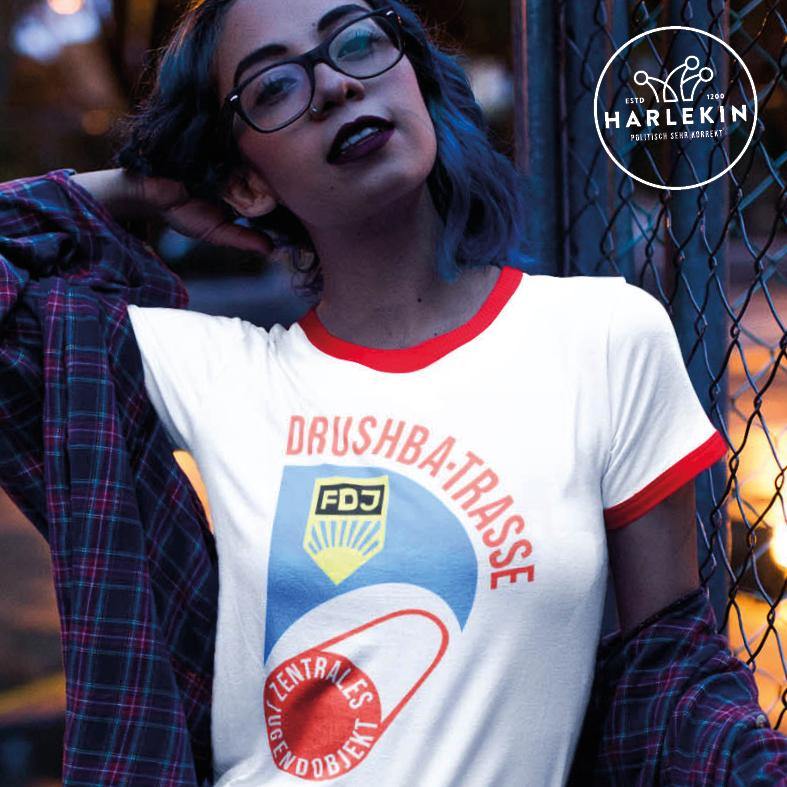 RETRO RINGER ORGANIC SHIRT MÄDELS • DRUSCHBA TRASSE-HARLEKINSHOP