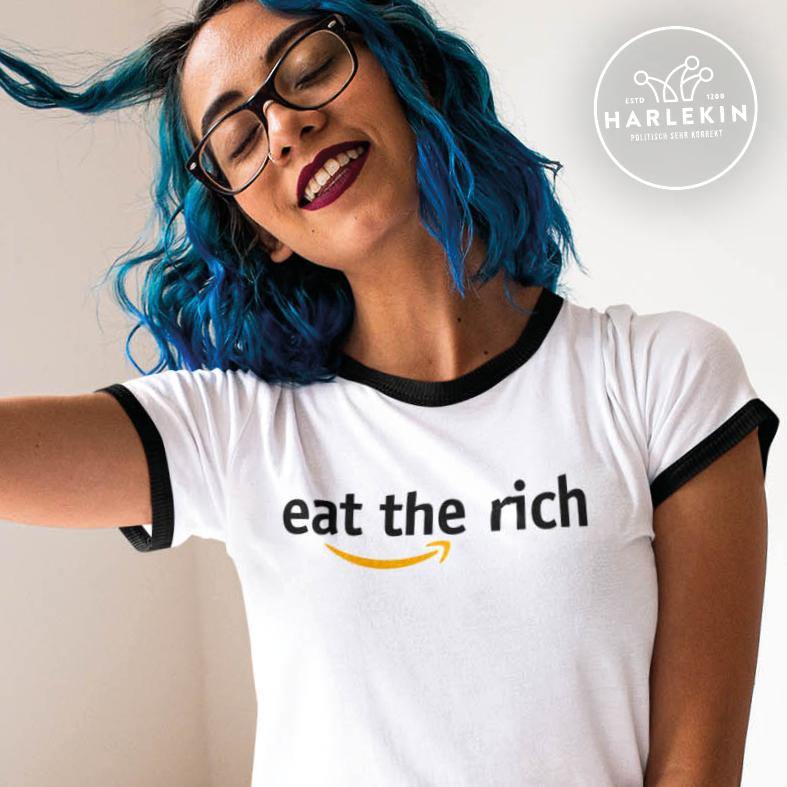 RETRO RINGER ORGANIC SHIRT MÄDELS • EAT THE RICH-HARLEKINSHOP