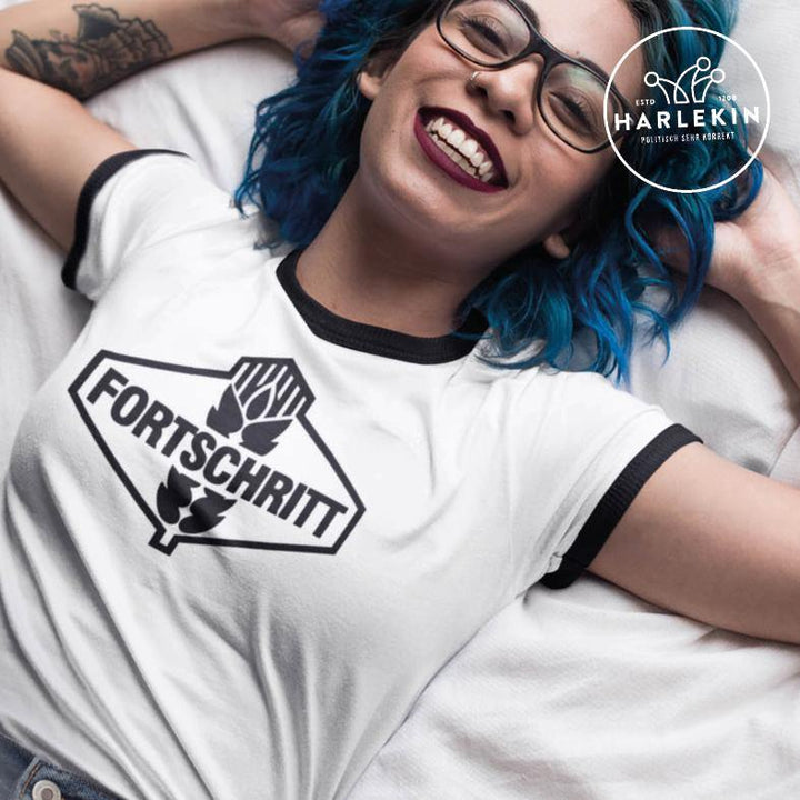 RETRO RINGER ORGANIC SHIRT MÄDELS • FORTSCHRITT-HARLEKINSHOP