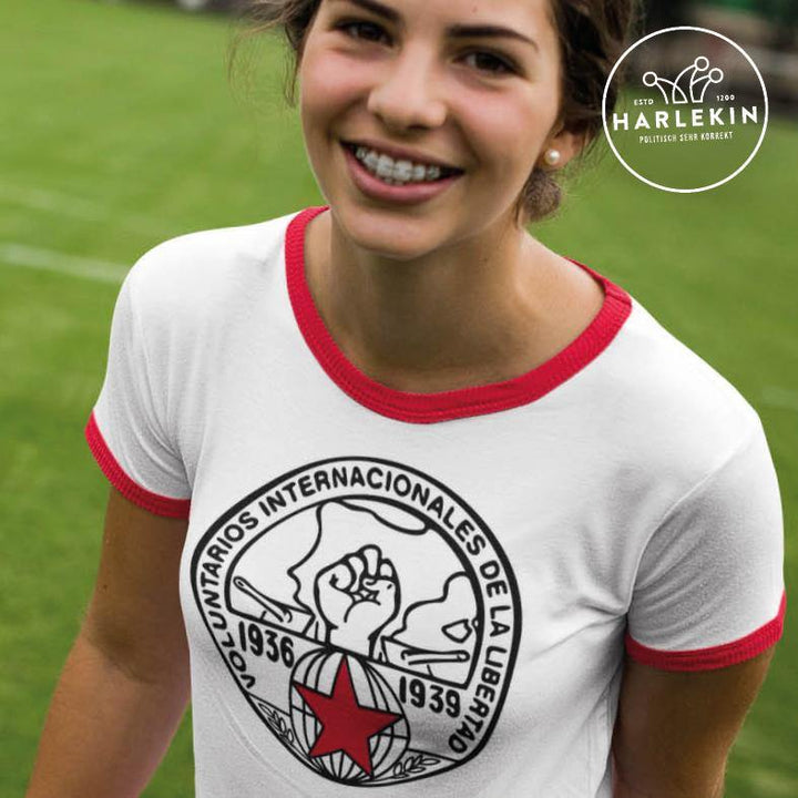RETRO RINGER ORGANIC SHIRT MÄDELS • INTERNATIONALE BRIGADEN-HARLEKINSHOP