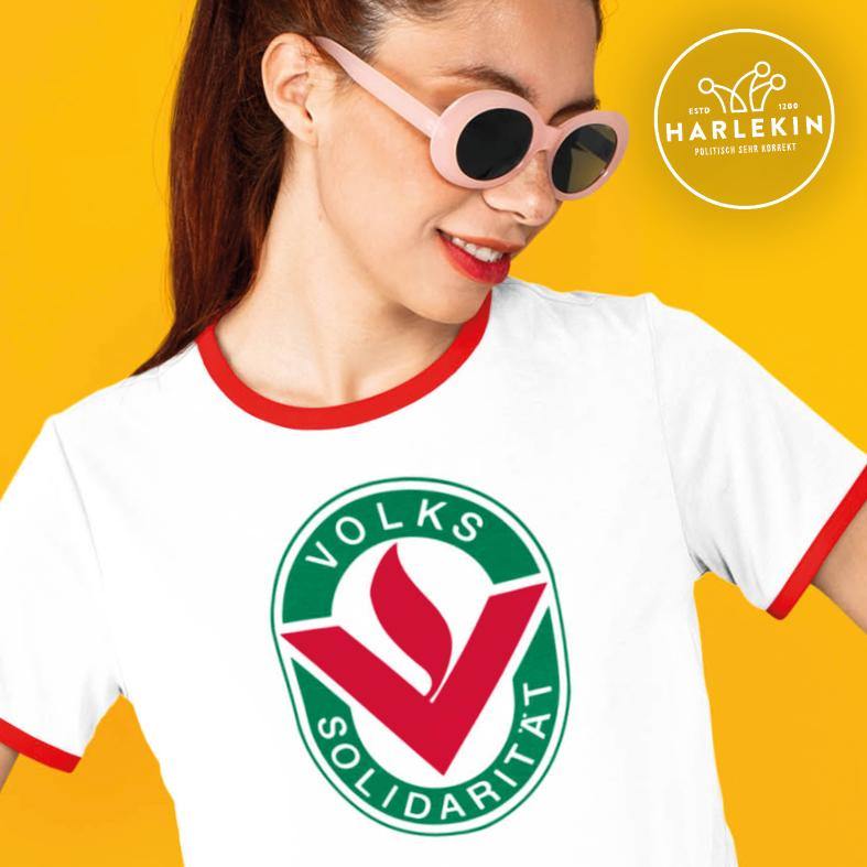 RETRO RINGER ORGANIC SHIRT MÄDELS • VOLKSSOLIDARITÄT-HARLEKINSHOP