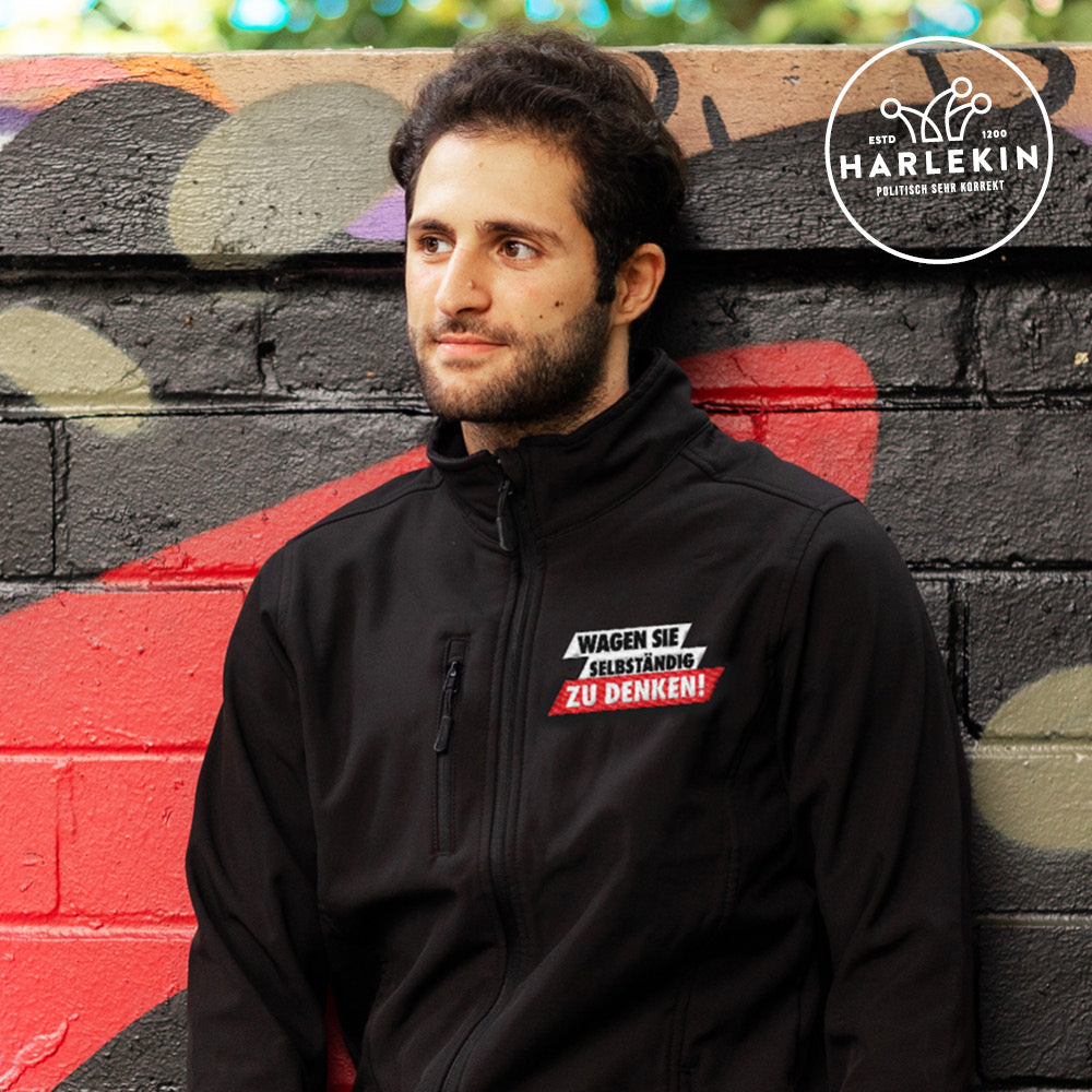 SOFTSHELL JACKE BUBEN / EDLER STICK • WAGEN SIE SELBSTSTÄNDIG ZU DENKEN-HARLEKINSHOP