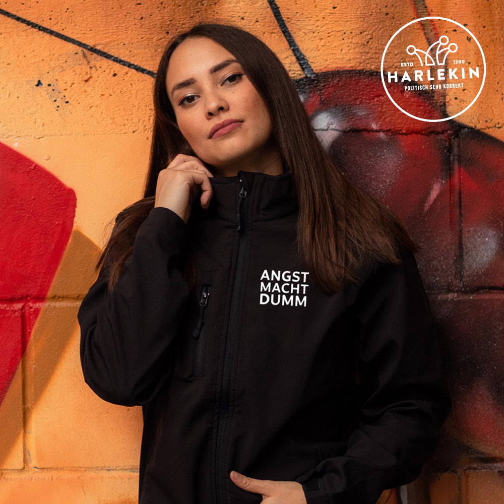 SOFTSHELL JACKE MÄDELS / EDLER STICK • ANGST MACHT DUMM-HARLEKINSHOP