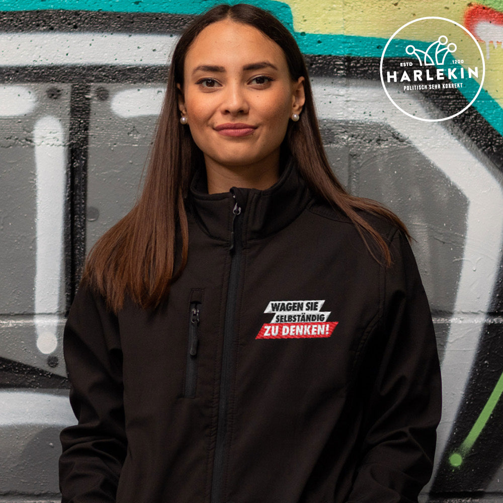 SOFTSHELL JACKE MÄDELS / EDLER STICK • WAGEN SIE SELBSTÄNDIG ZU DENKEN-HARLEKINSHOP