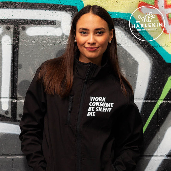 SOFTSHELL JACKE MÄDELS / EDLER STICK • WORK CONSUME BE SILENT DIE-HARLEKINSHOP