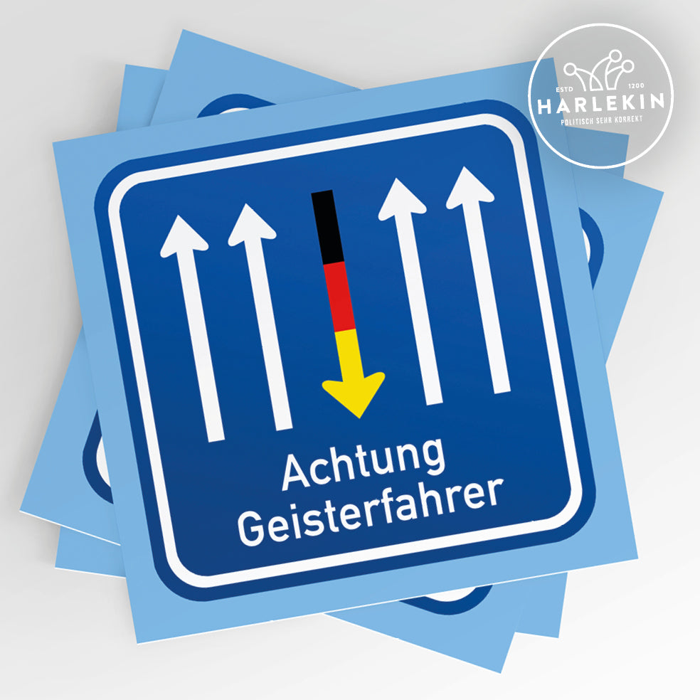 SPASSKULTUR GROSSE STICKER / AUFKLEBER • GEISTERFAHRER (10 STK