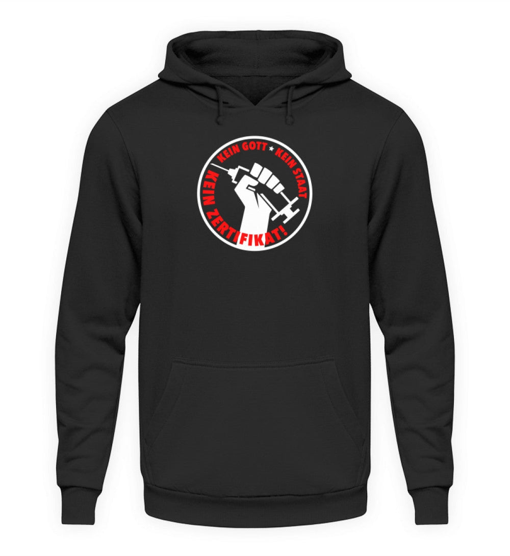 SPASSKULTUR HOODIE MÄDELS • KEIN GOTT KEIN STAAT KEIN ZERTIFIKAT-HARLEKINSHOP