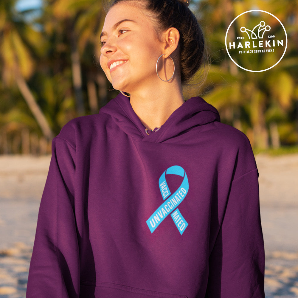 SPASSKULTUR HOODIE MÄDELS • SOLISCHLEIFE / SOLIDARITY RIBBON VAXXINATED UNVAXXINATED-HARLEKINSHOP