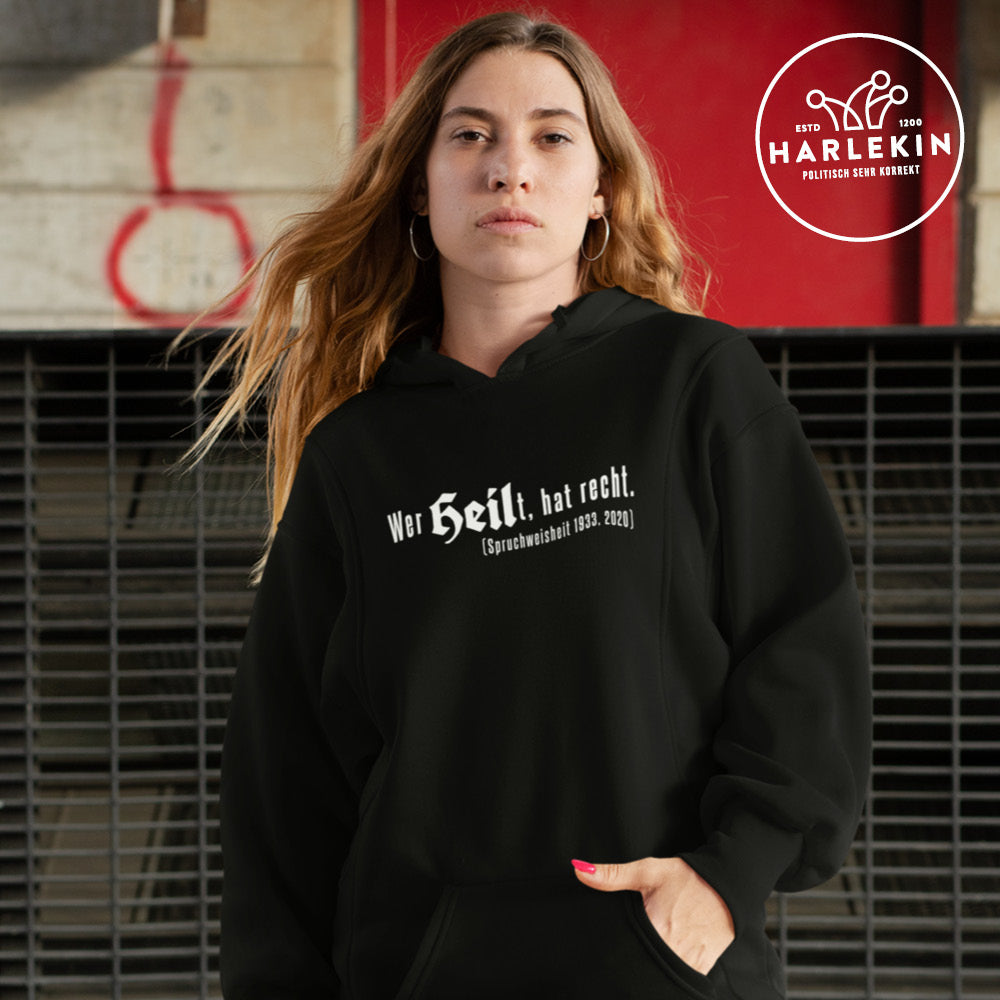 SPASSKULTUR HOODIEKLEID MÄDELS • WER HEILT HAT RECHT-HARLEKINSHOP