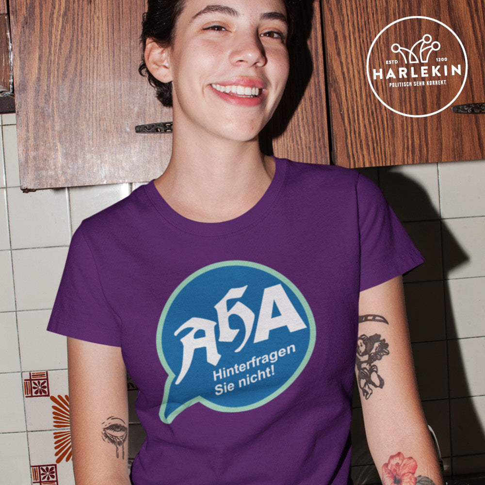 SPASSKULTUR ORGANIC SHIRT MÄDELS • AHA / HINTERFRAGEN SIE NICHT-HARLEKINSHOP