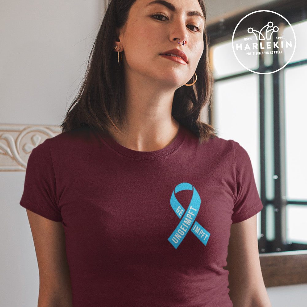 SPASSKULTUR ORGANIC SHIRT MÄDELS • SOLISCHLEIFE / SOLIDARITY RIBBON GEIMPFT UNGEIMPFT-HARLEKINSHOP