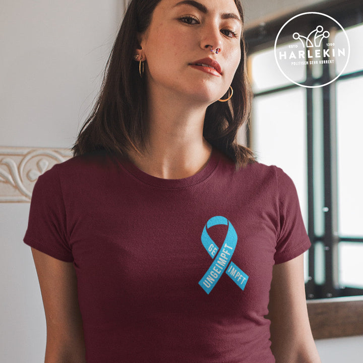 SPASSKULTUR ORGANIC SHIRT MÄDELS • SOLISCHLEIFE / SOLIDARITY RIBBON GEIMPFT UNGEIMPFT-HARLEKINSHOP