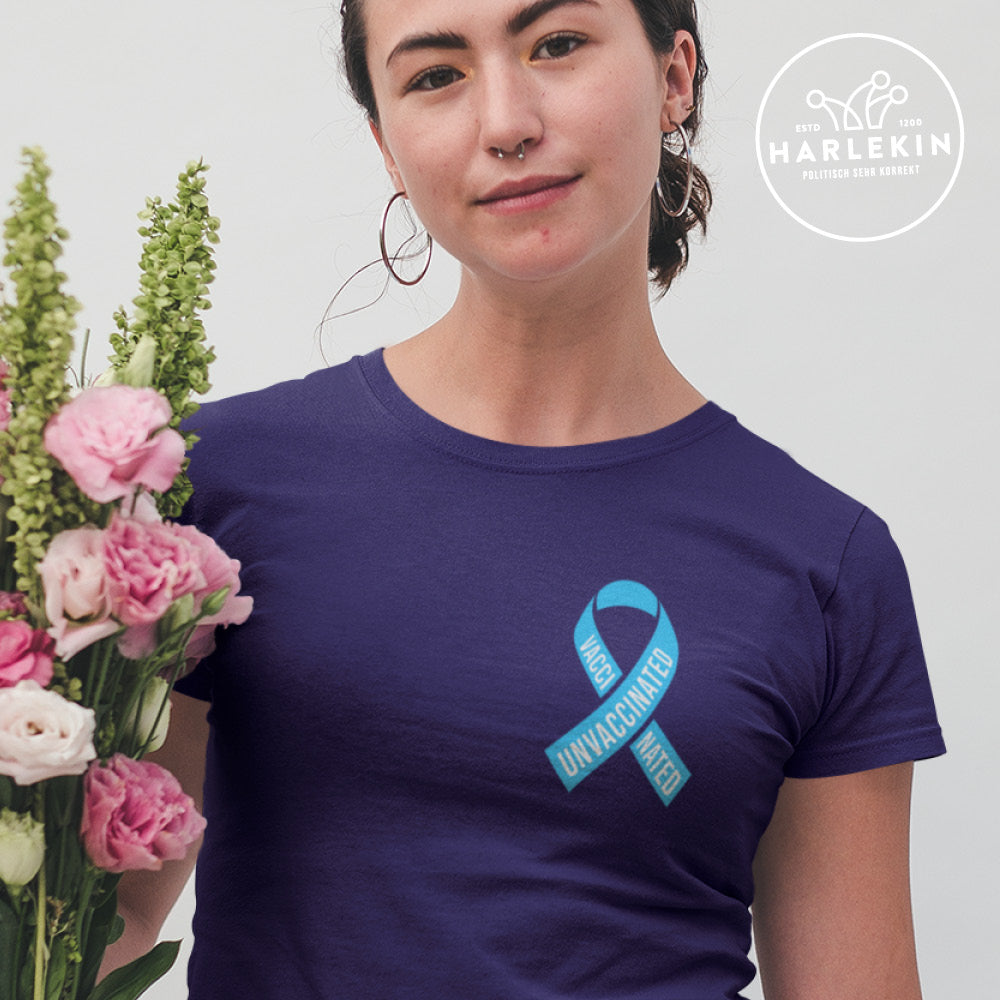 SPASSKULTUR ORGANIC SHIRT MÄDELS • SOLISCHLEIFE / SOLIDARITY RIBBON VAXXINATED UNVAXXINATED-HARLEKINSHOP