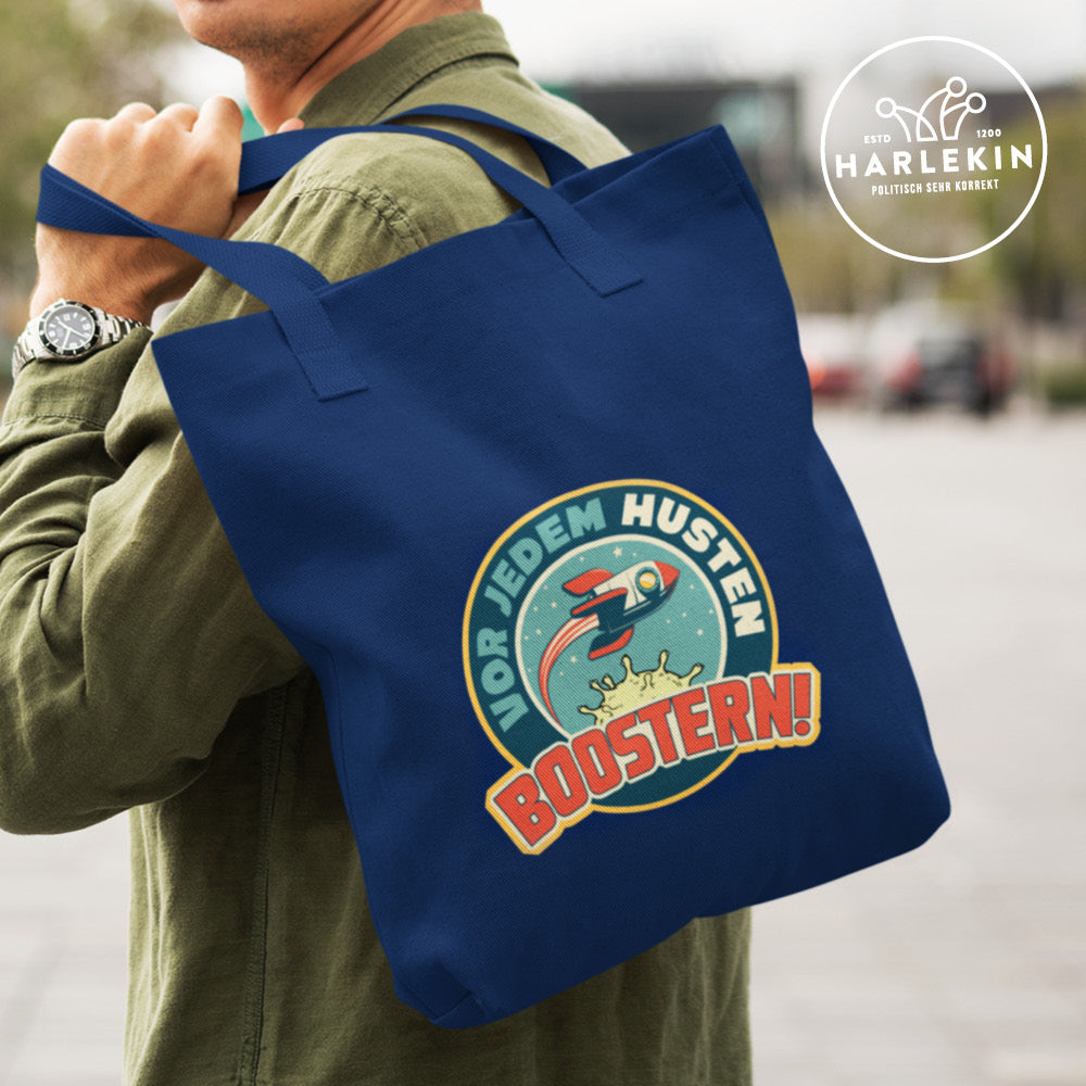 SPASSKULTUR STOFFTASCHE • VOR JEDEM HUSTEN BOOSTERN-HARLEKINSHOP