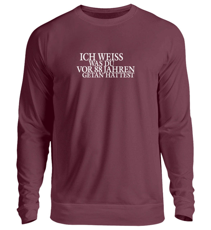 SPASSKULTUR SWEATER MÄDELS • ICH WEISS WAS DU VOR 88 JAHREN GETAN HÄTTEST-HARLEKINSHOP