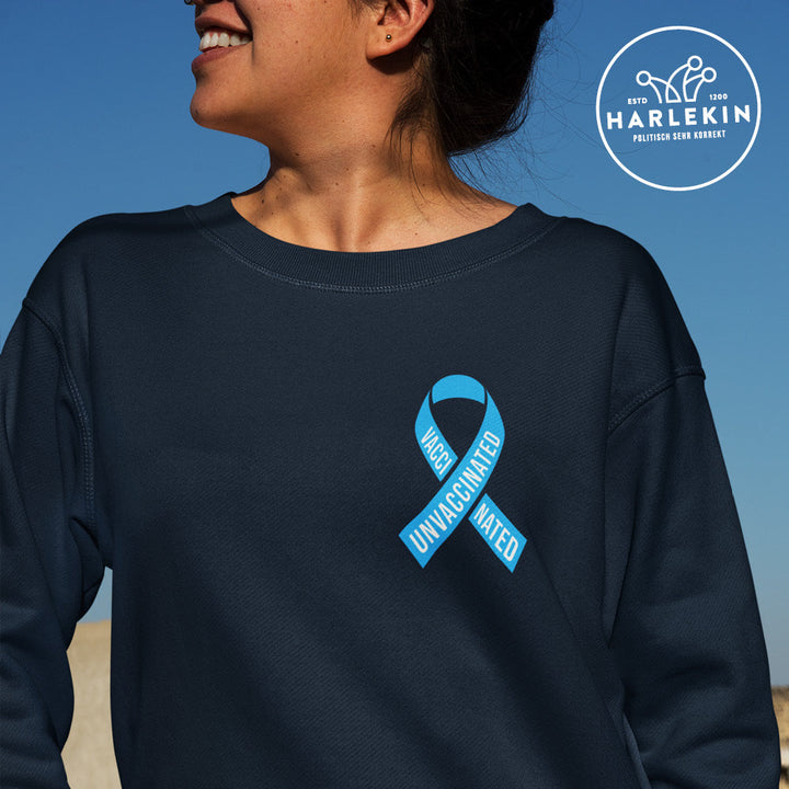 SPASSKULTUR SWEATER MÄDELS • SOLISCHLEIFE / SOLIDARITY RIBBON VAXXINATED UNVAXXINATED-HARLEKINSHOP
