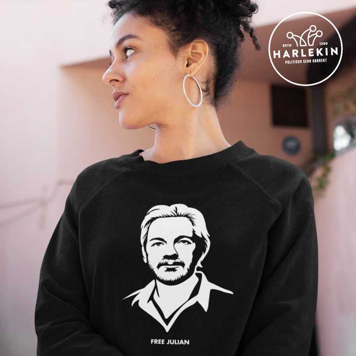 SWEATER MÄDELS • FREE ASSANGE / FREE JULIAN - DUNKEL-HARLEKINSHOP