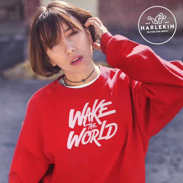 SWEATER MÄDELS • WAKE THE WORLD - DUNKEL-HARLEKINSHOP