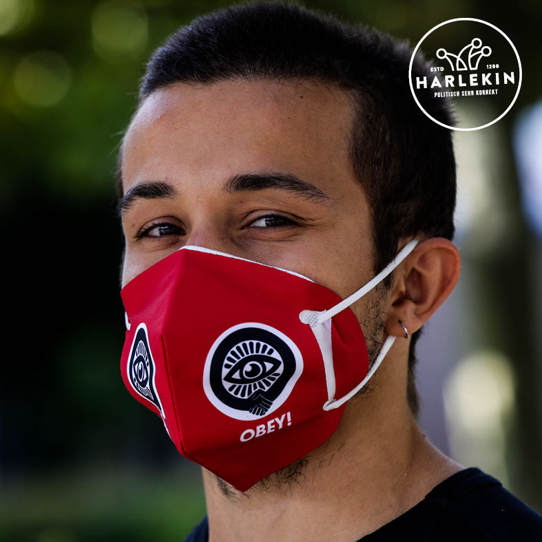 WIEDERVERWENDBARES FFP2-MASKENCOVER • OBEY-HARLEKINSHOP