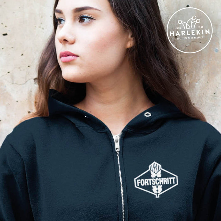 ZIPPER HOODIE MÄDELS / EDLER STICK • FORTSCHRITT - WEISS-HARLEKINSHOP