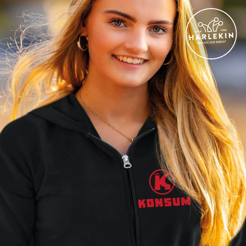 ZIPPER HOODIE MÄDELS / EDLER STICK • KONSUM-HARLEKINSHOP