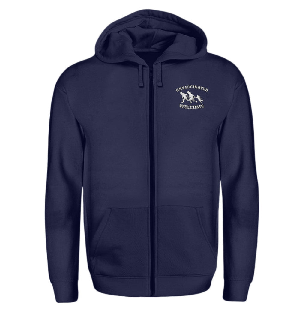 ZIPPER HOODIE MÄDELS / EDLER STICK • UNVACCINATED WELCOME-HARLEKINSHOP