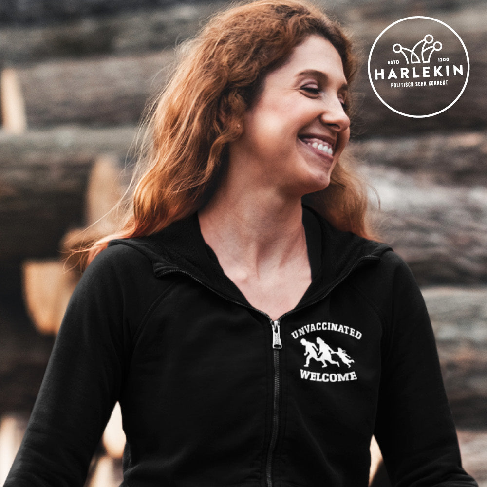 ZIPPER HOODIE MÄDELS / EDLER STICK • UNVACCINATED WELCOME-HARLEKINSHOP