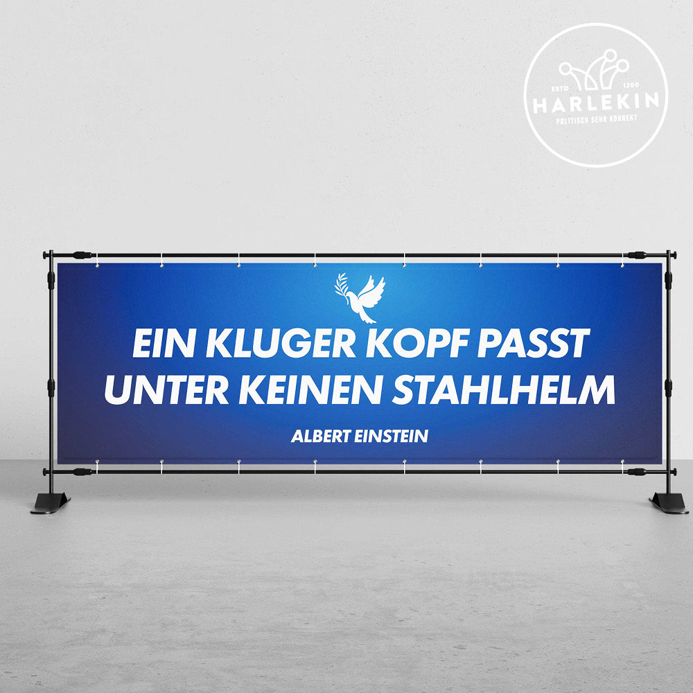 BANNER / PVC-PLANE extralang 3m x 1m • EINSTEIN: STAHLHELM