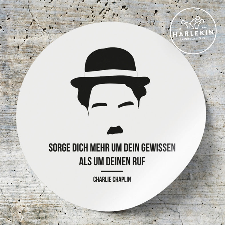 GROSSE STICKER / AUFKLEBER • CHARLIE CHAPLIN / GEWISSEN (10 STK.)