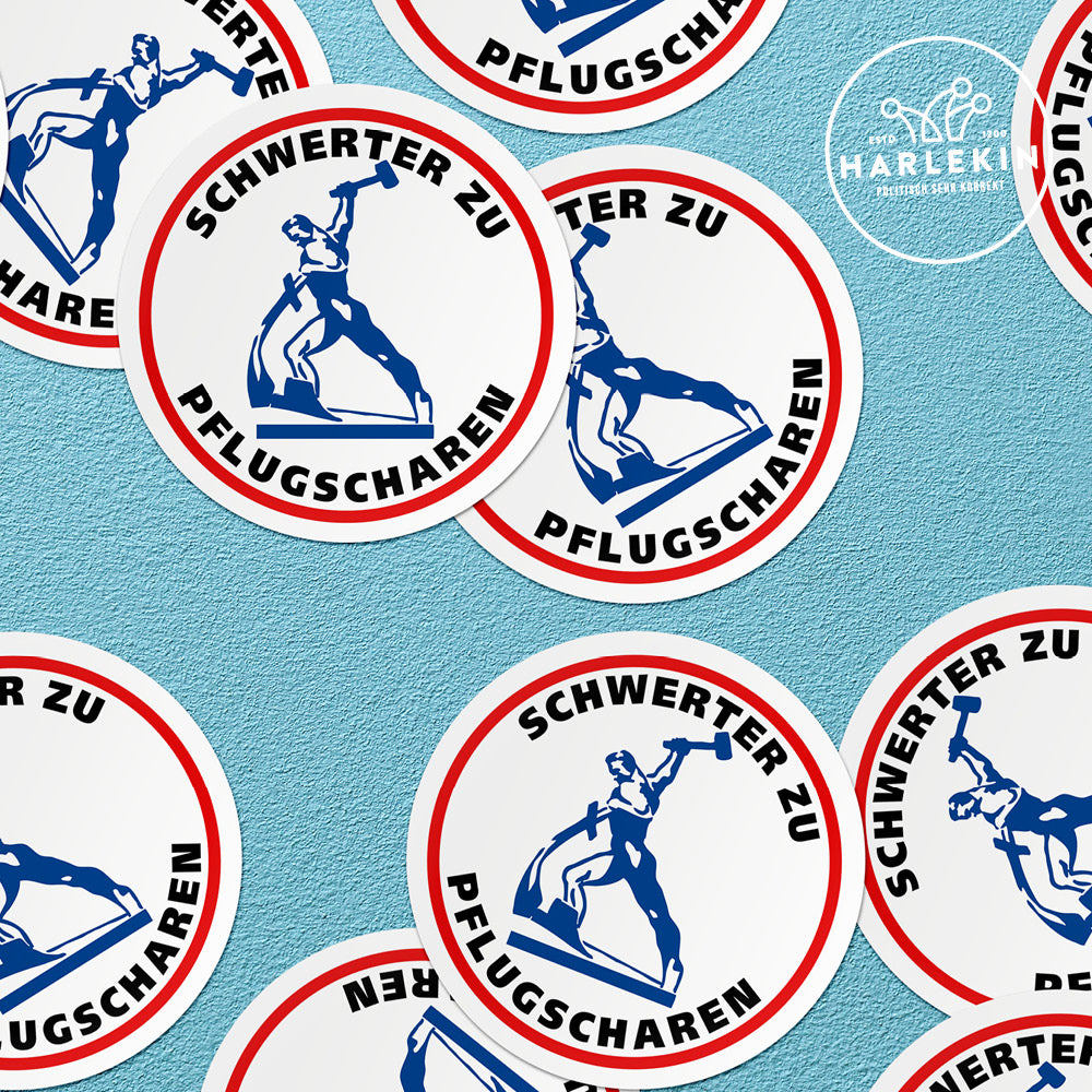 SPASSKULTUR GROSSE STICKER / AUFKLEBER • SCHWERTER ZU PFLUGSCHAREN! (10 STK.)