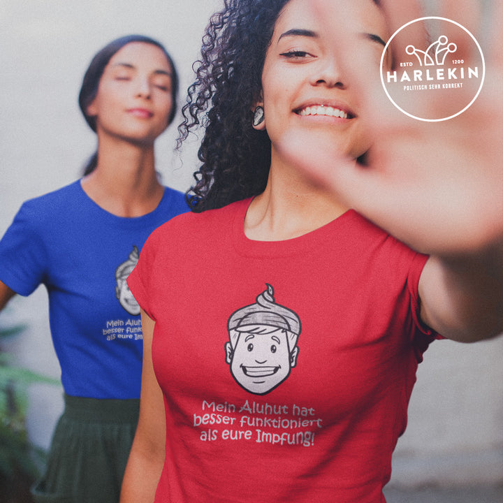 PREMIUM SHIRT MÄDELS • MEIN ALUHUT HAT BESSER FUNKTIONIERT ALS EURE IMPFUNG