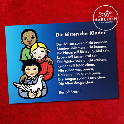 STICKER / AUFKLEBER • BITTEN DER KINDER - BERTOLD BRECHT (10 STK.)