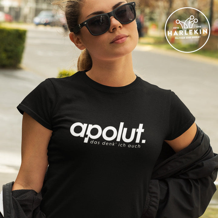 APOLUT PREMIUM SHIRT MÄDELS • LOGO & CLAIM - WEISS
