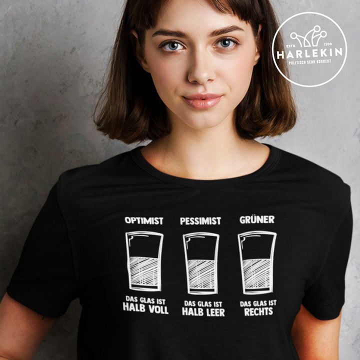 PREMIUM SHIRT MÄDELS • DAS GLAS - OPTIMIST / PESSIMIST / GRÜNER