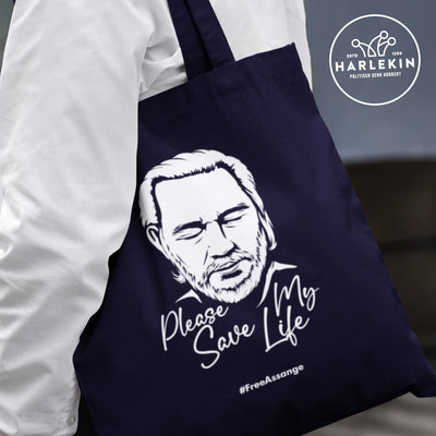 STOFFTASCHE • FREE ASSANGE - PLEASE SAVE MY LIFE