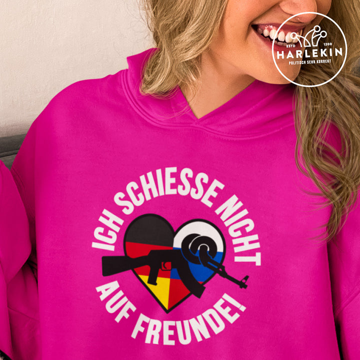 HOODIE MÄDELS • ICH SCHIESSE NICHT AUF FREUNDE! - dunkel