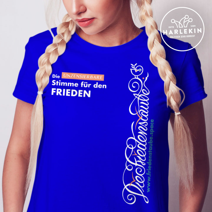 PREMIUM SHIRT MÄDELS • FRIEDENSTAUBE.SPACE - SEITENPRINT - dunkel