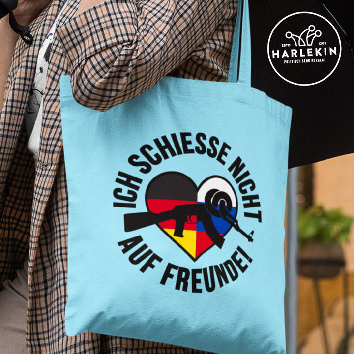 STOFFTASCHE • ICH SCHIESSE NICHT AUF FREUNDE! - hell