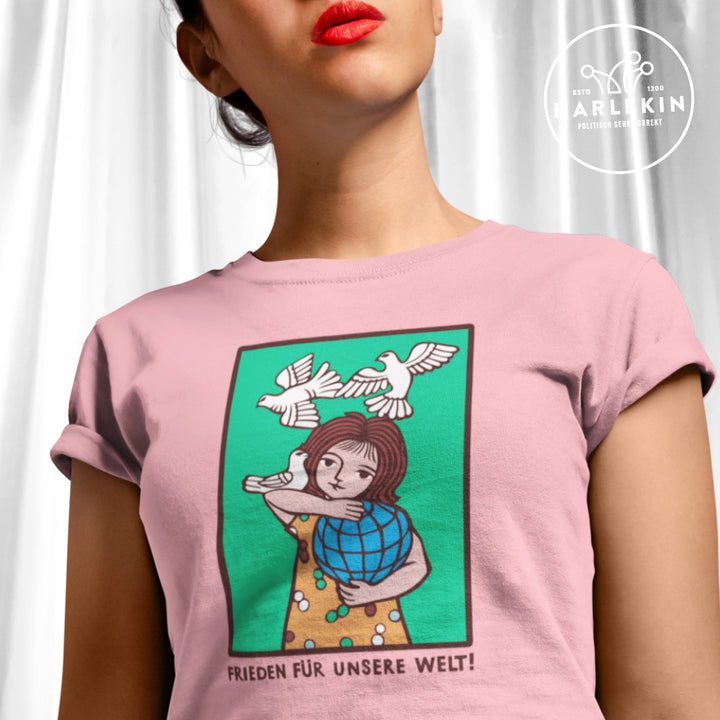 PREMIUM SHIRT MÄDELS • FRIEDEN FÜR UNSERE WELT! (DDR-ORIGINAL-PLAKAT)