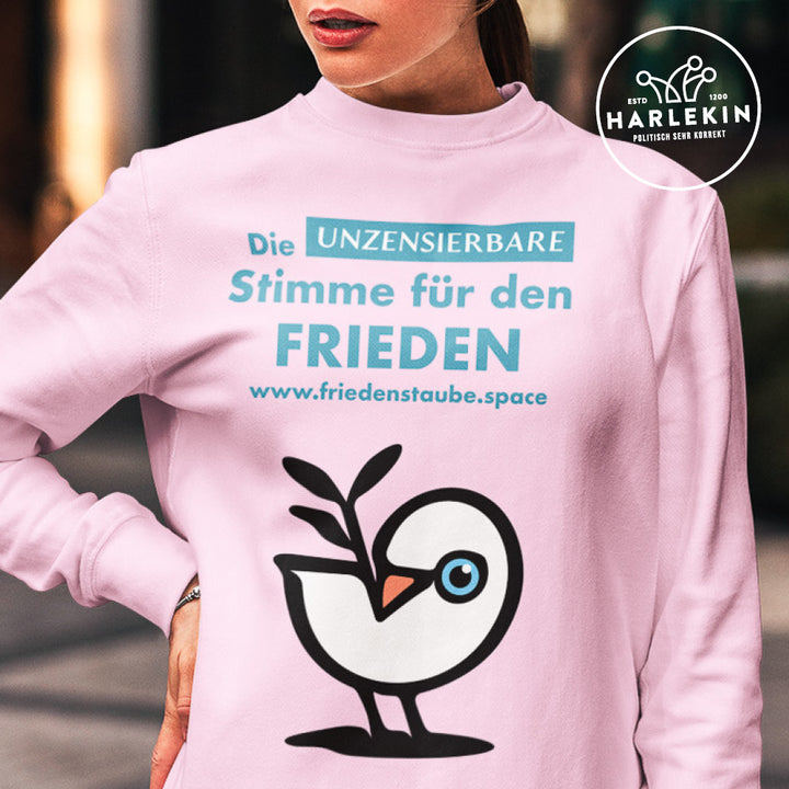 SWEATER MÄDELS • FRIEDENSTAUBE.SPACE - FRONTPRINT - hell