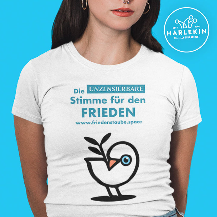 PREMIUM SHIRT MÄDELS • FRIEDENSTAUBE.SPACE - FRONTPRINT - hell