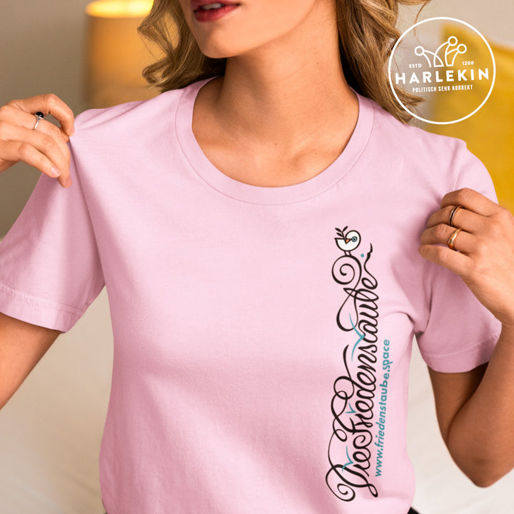 PREMIUM SHIRT MÄDELS • FRIEDENSTAUBE.SPACE - SEITENPRINT LOGO - hell