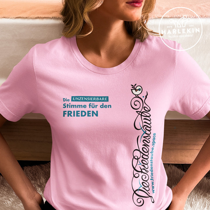 PREMIUM SHIRT MÄDELS • FRIEDENSTAUBE.SPACE - SEITENPRINT - hell