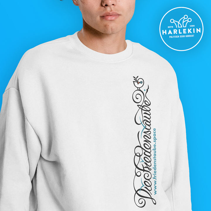 SWEATER BUBEN • FRIEDENSTAUBE.SPACE - SEITENPRINT LOGO - hell